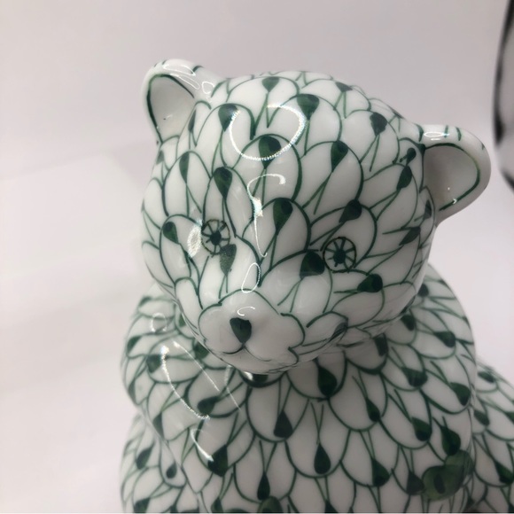 SOLD Andrea by Sadek 5" Hand Painted Porcelain Bear Figurine Fishnet - Picture 2 of 7